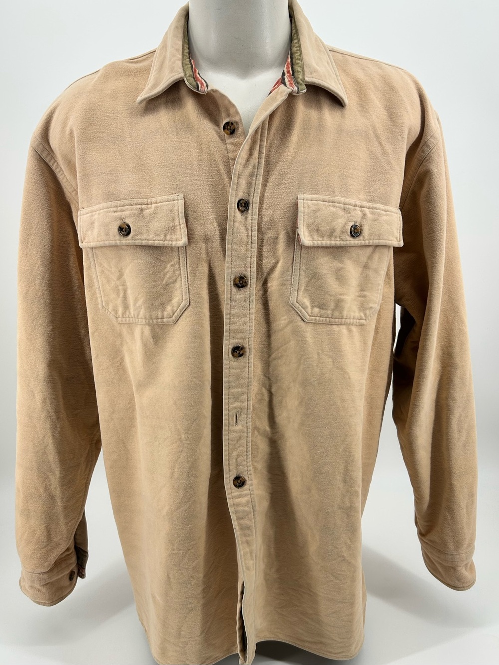 Vintage L.L.Bean heavy cotton chamois work shirt jacket southwest lining XL